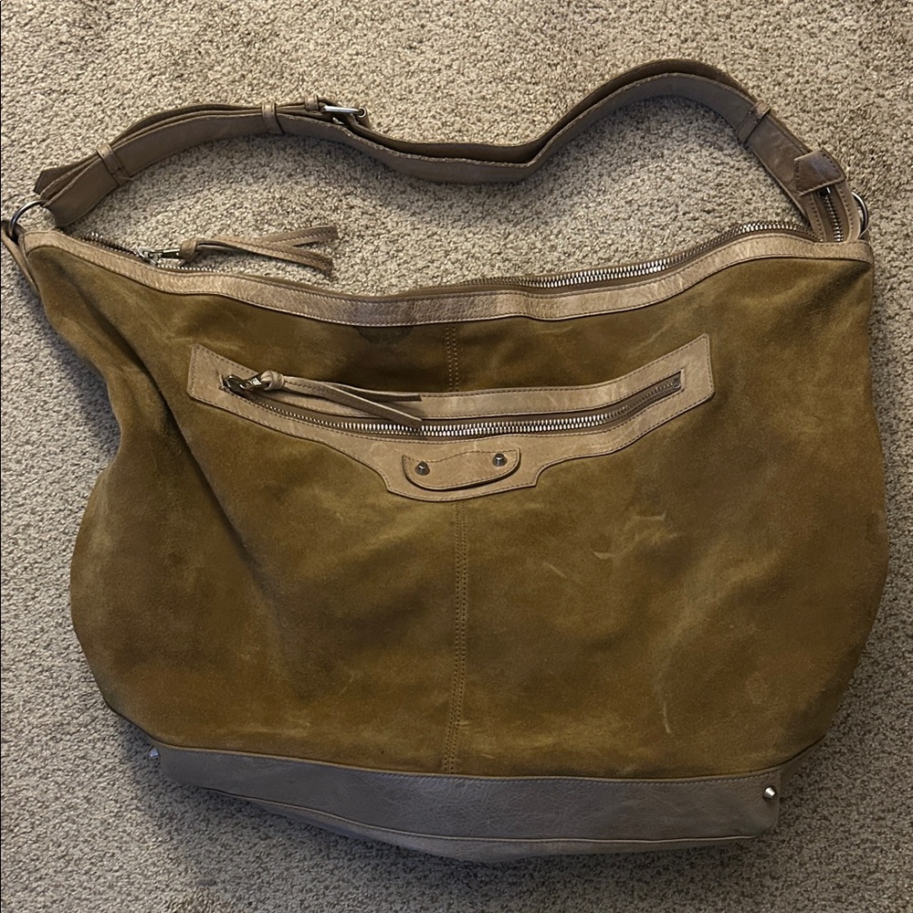 BALENCIAGA Tan Suede Bag